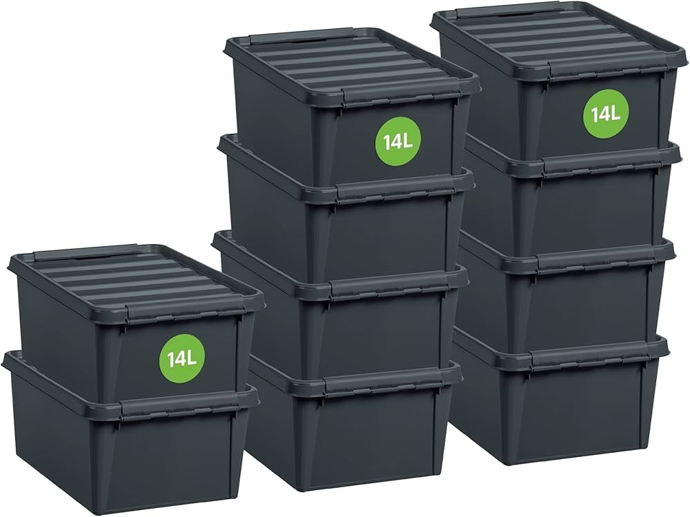 Stackable storage bins made from recycled plastic by EchoTrash volunteers